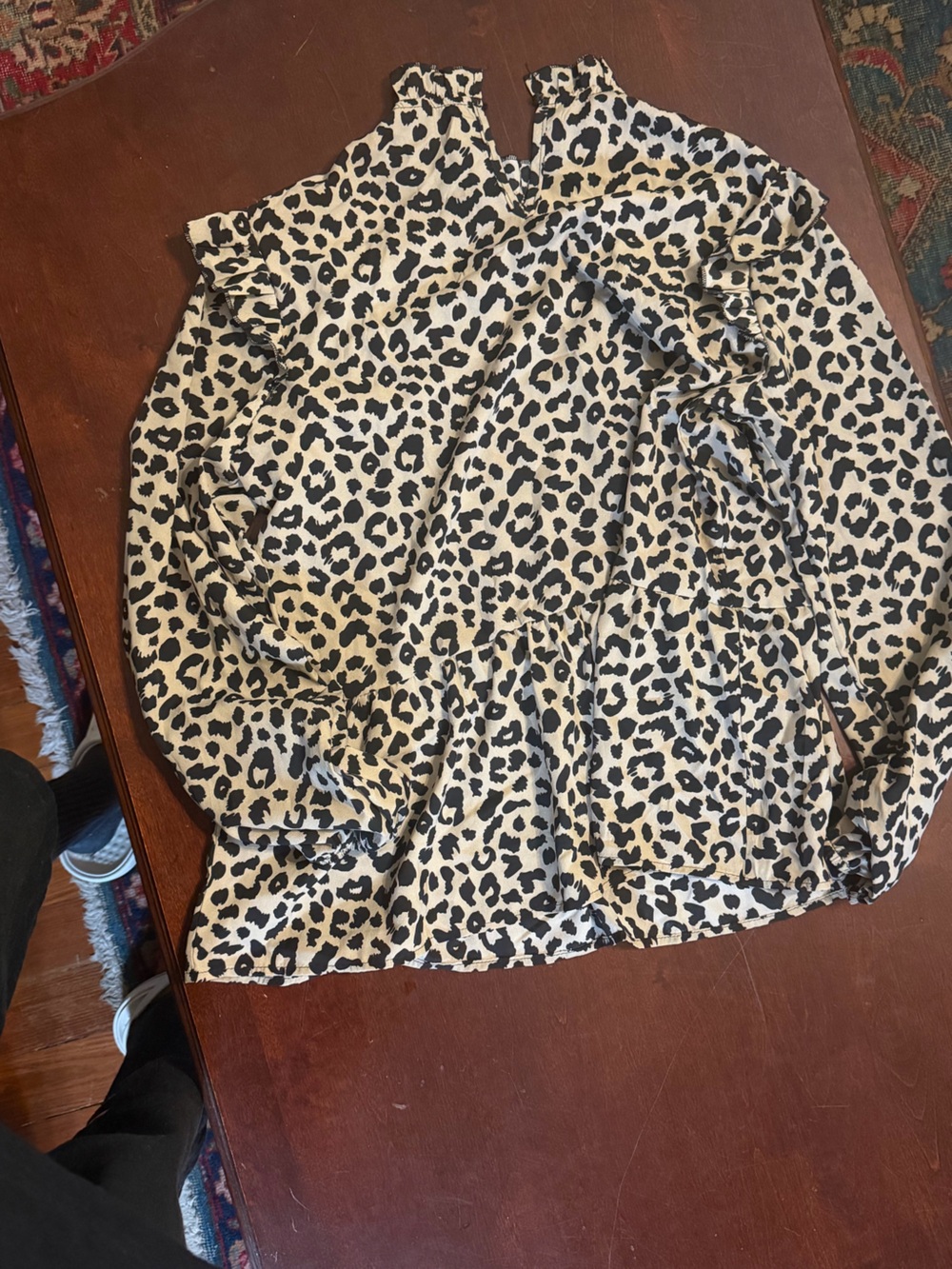 SHEIN Cream and Black Leopard Circle Skater Skirt